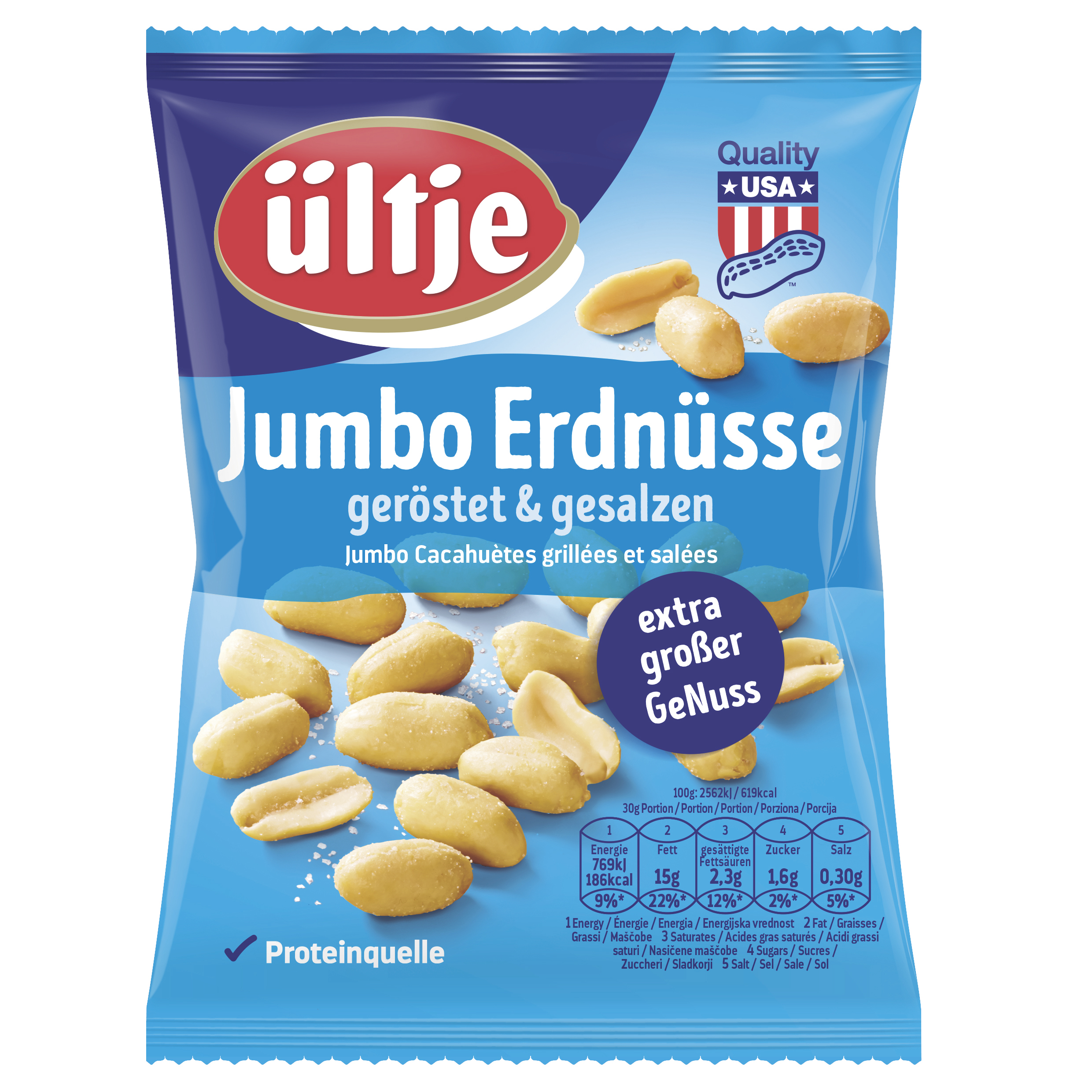 ültje Jumbo Erdnüsse, geröstet & gesalzen, 200g Beutel