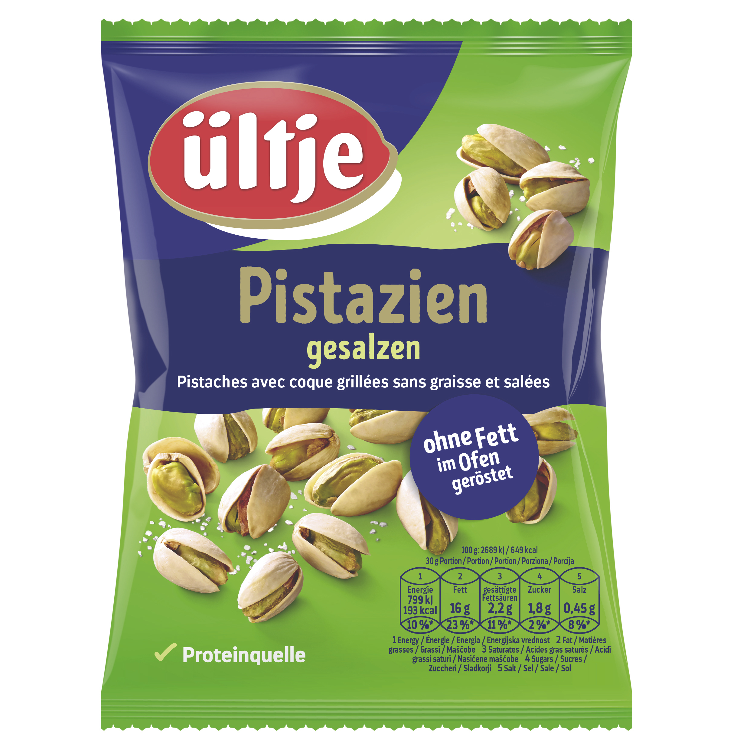 ültje Pistazien, ohne Fett geröstet & gesalzen, 150g Beutel