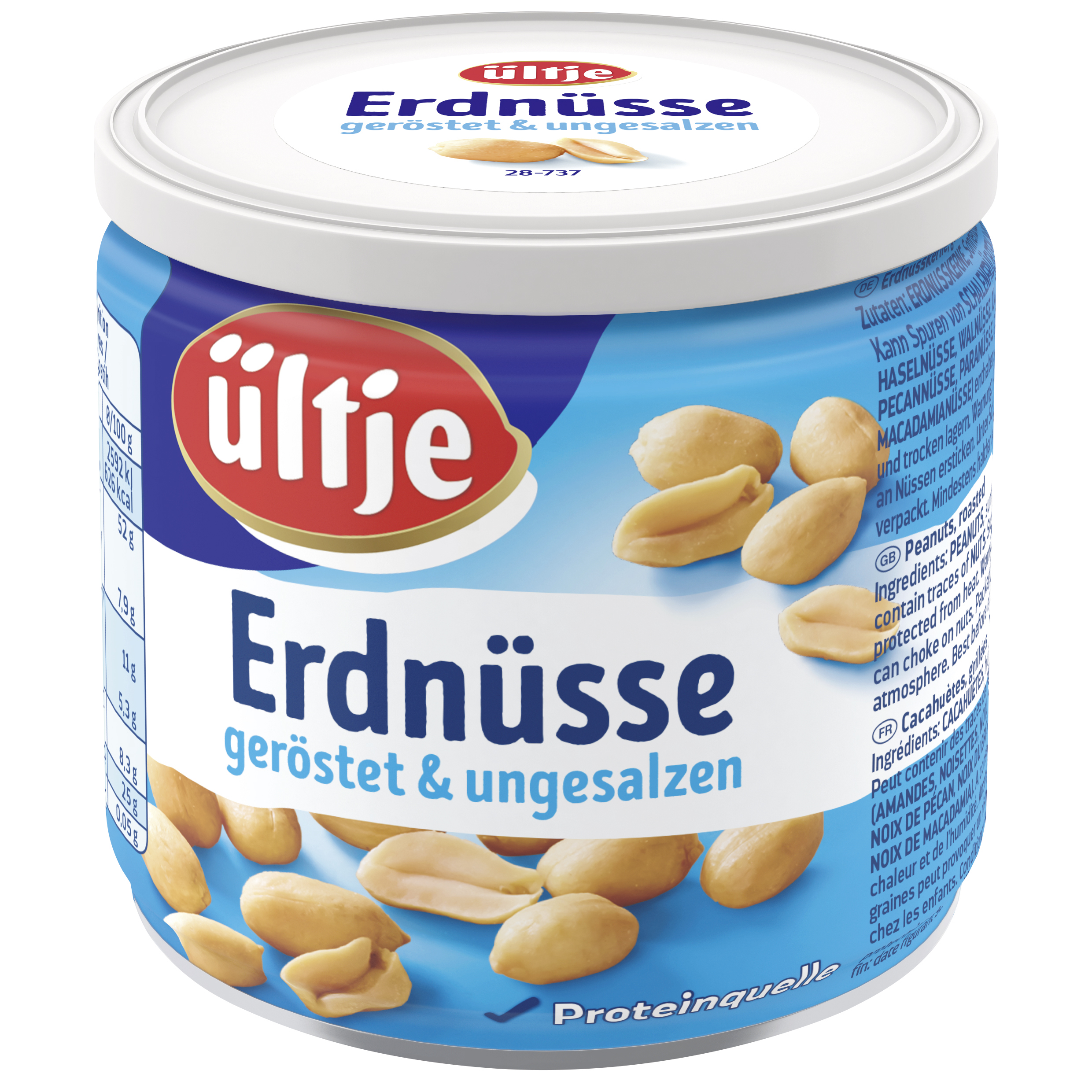 ültje Erdnüsse,  geröstet, ohne Salz, 180g Dose